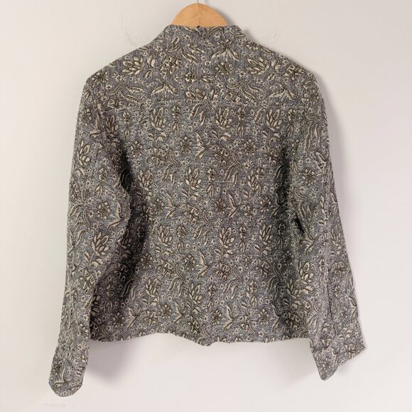 Chico's Floral Button Down Gold Gray Jacket 2 - Picture 2 of 3